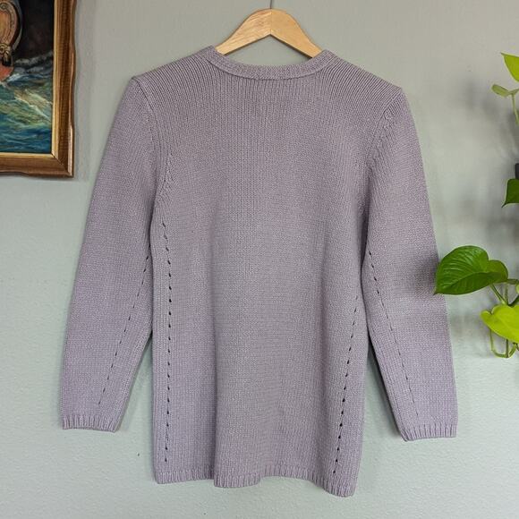 Vintage Heavy Pastel Purple Cable Knit Sweater Medium - Picture 2 of 5